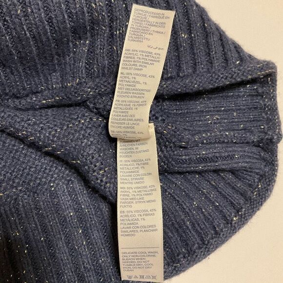 Fat Face Navy Gold Flecked Mock Turtleneck Pullover Sweater, 8 - Picture 16 of 16